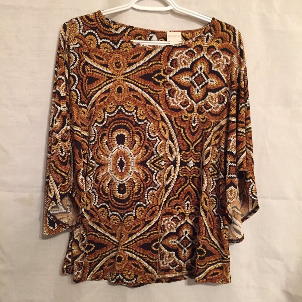 Chico's Abstract Print Top Sz 0 Small